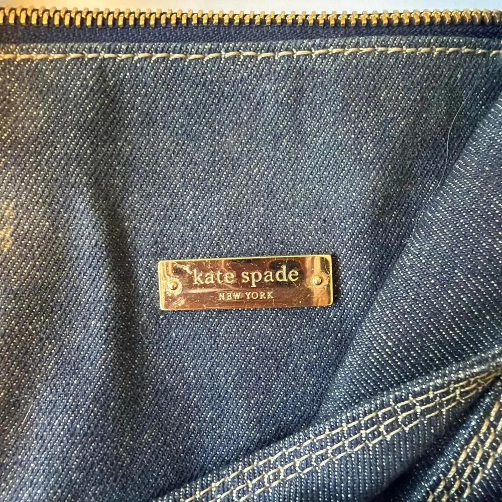 Kate Spade Vintage Dark Denim Bow Purse Blue Leather Trim Twee Indie Bag